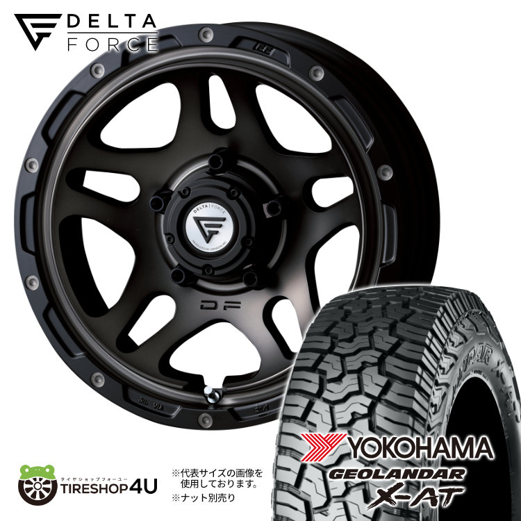 【取付対象】DELTA FORCE OVERLANDER 16×6J 5/139.7 -5 マットスモークポリッシュ YOKOHAMA GEOLANDAR X-AT G016 225/70R16 103S WL サマータイヤホイール4本セット 16インチ 6.0J ヨコハマ ジオランダー ホワイトレター デルタフォース ジムニーシエラ JB74W