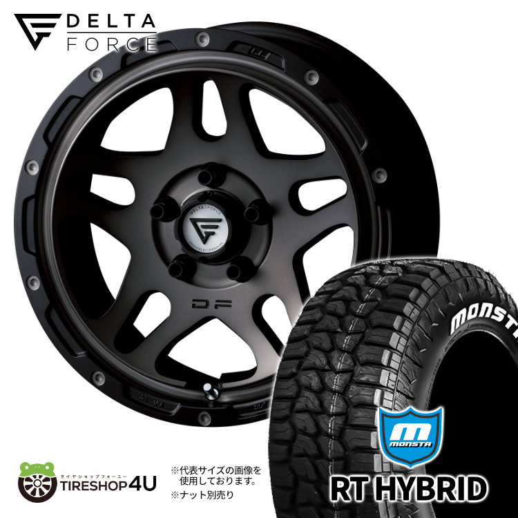 【取付対象】DELTA FORCE OVERLANDER 16×7J 5/114.3 +35 MSP マットスモークポリッシュ MONSTA RT HYBRID 215/65R16 109/107Q C RWL ホワイトレター デルタフォース オーバーランダー モンスタ サマータイヤホイール 4本セット 16インチ 7.0J 【カローラクロス 】