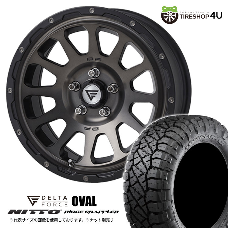 【取付対象】 DELTA FORCE OVAL デルタフォース オーバル 16x7J 5/114.3 +35 マットスモークポリッシュ NITTO RIDGE GRAPPLER 245/70R16 LT 118Q 新品 サマータイヤホイール4本セット デリカD5 カスタム車など ニットー リッジグラップラー 16インチ 16×7.0J