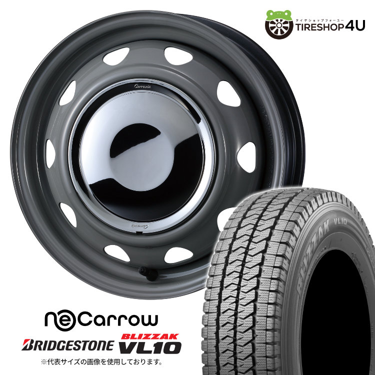 WEDS NeoCarrow 12×3.50B 4/100/110/114.3 +34 GRAY/CC 2025年製 BRIDGESTONE BLIZZAK VL10 145/80R12 80/78N スタッドレスタイヤホイール 4本セット 12インチ ウェッズ ネオキャロ スチール 鉄チン ブリヂストン ブリザック 【 軽トラック 軽バン 】