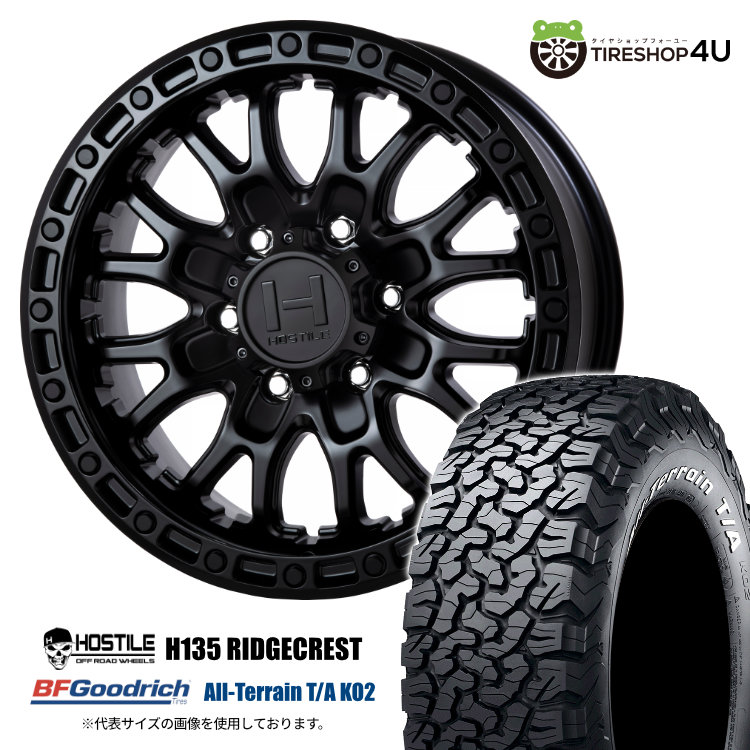 【取付対象】 HOSTILE H135 RIDGECREST 17×8.0J 5/114.3 38 アスファルト BFGoodrich All-Terrain T/A KO2 245/65R17 111/108S LT WL サマータイヤホイール 4本セット 17インチ 17x8j ホスタイル リッジクレスト BFグッドリッチ ホワイトレター 【 ハリアー RAV4 】|TIRE SHOP 4U 店