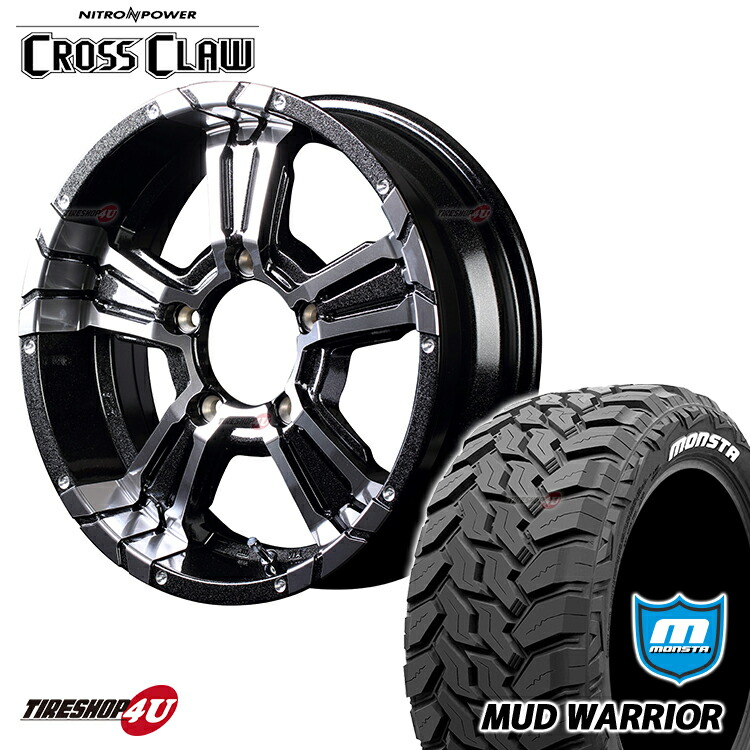 ナイトロパワー クロスクロウ 16x5.5+20 5H139.7 セミグロスブラック/ピアスドリルド ジムニー 4本注文で送料無料 NITRO POWER CROSS CLAW 16x6.0J 5⁄139.7 -5 6J セミグロス
