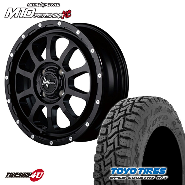 NITRO POWER M10 PERSHING 14X4.5J 4/100 +45 セミグロスブラック TOYO OPEN COUNTRY R/T 155/65R14 新品 タイヤホイールセット 4本価格 14インチ EKクロス スペーシア N-BOX など軽自動車 ナイトロパワー M10パーシング トーヨー オープンカントリー RT｜TIRE SHOP 4U 店