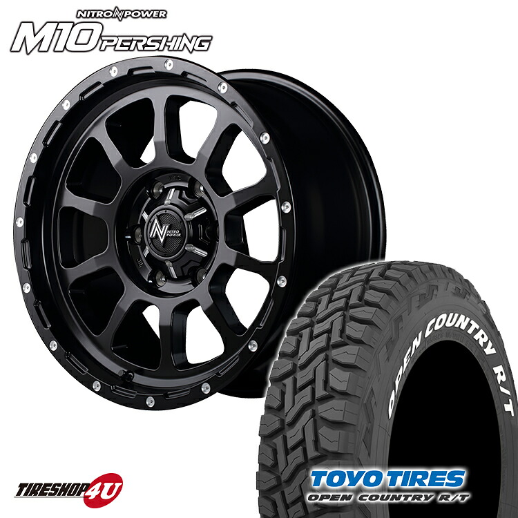 NITRO POWER M10 PERSHING 16X6.5J 6/139.7 +38 セミグロスブラック TOYO OPEN COUNTRY R/T 215/65R16 109/107Q ホワイトレター 新品 タイヤホイールセット 4本価格 16インチ ハイエース 200系バン ナイトロパワー M10パーシング トーヨー オープンカントリー RT｜TIRE SHOP 4U 店