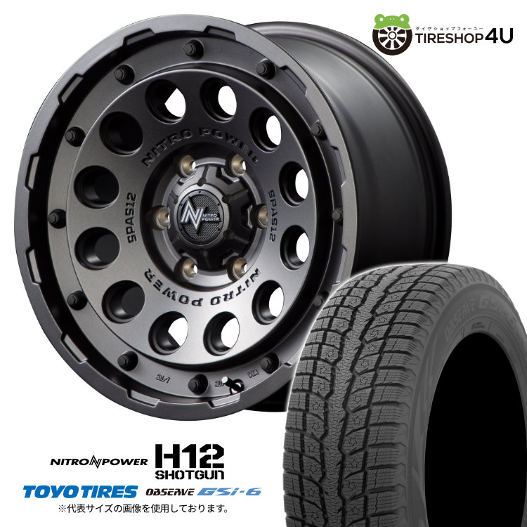 【取付対象】 NITRO POWER H12 SHOTGUN 16×6.5J 6/139.7 +38 BB バレルブラック 2025年製 TOYO OBSERVE GSi-6 215/70R16 100Q スタッドレスタイヤホイール 4本セット 16インチ MID ナイトロパワー ショットガン トーヨー GSI6 【 ハイエース 200系 乗用車】|TIRE SHOP 4U 店