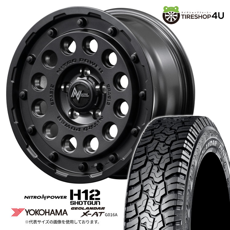 【取付対象】 NITRO POWER H12 SHOTGUN 16×7.0J 5/114.3 +40 BB バレルブラック YOKOHAMA GEOLANDAR X-AT G016A 215/65R16 109/107Q OWL サマータイヤホイール 4本セット 16インチ ナイトロパワー ショットガン アウトラインホワイトレター 【 カローラクロス 】