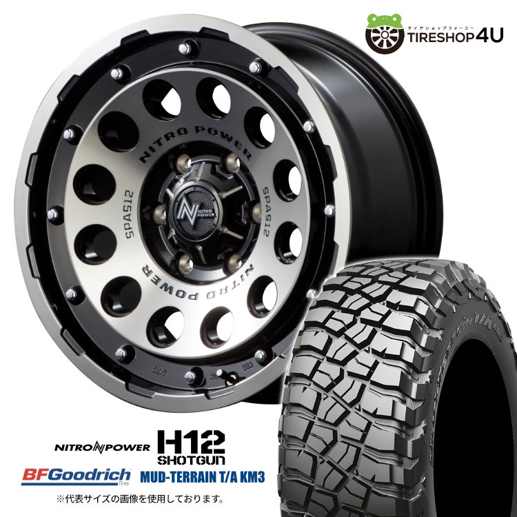 【取付対象】 NITRO POWER H12 SHOTGUN 17×8.0J 6/139.7 +20 BCM ブラッククリア BFGoodrich Mud-Terrain T/A KM3 265/65R17 120/117Q 10PR LT サマータイヤホイール 4本セット 17インチ ナイトロパワー ショットガン BFグッドリッチ マッド 【 ハイラックス 】|TIRE SHOP 4U 店