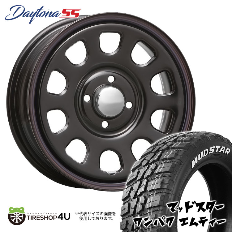 【楽天市場】新品 タイヤホイールセット 4本価格 15インチ プロボックス サクシード など MLJ DAYTONA SS 15X6.0J 4/100  +30 6J ブラック 赤青ライン MUDSTAR RADIAL A/T 175/65R15 88H ホワイトレター マッドスター ラジアル AT  デイトナSS ...