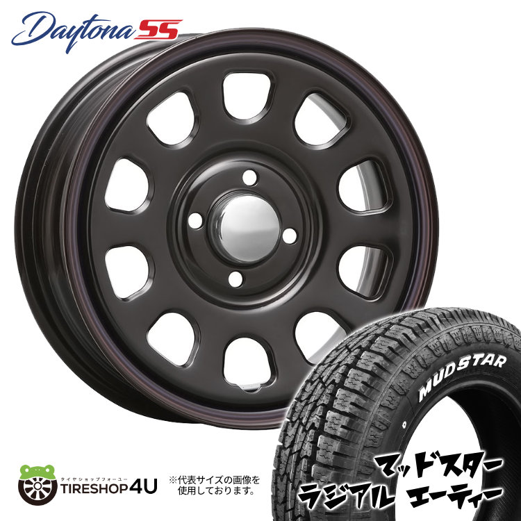 【楽天市場】新品 タイヤホイールセット 4本価格 15インチ 6J プロボックス サクシード など MLJ DAYTONA SS 15X6.0J  4/100 +30 ブラック 赤青ライン MONSTA RT HYBRID 195/65R15 91S ホワイトレター モンスタ ハイブリッド R/T  オフロード デイトナ ...