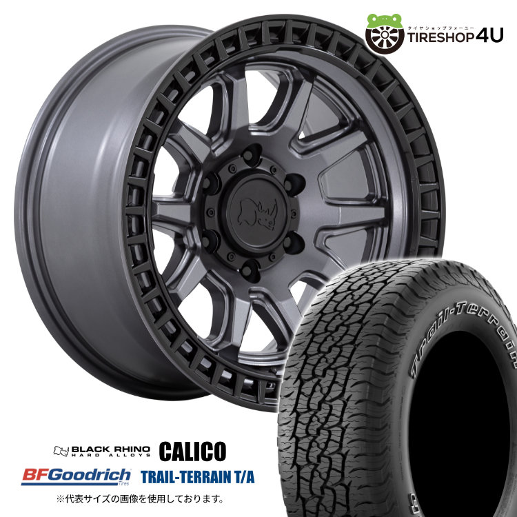 【取付対象】 Black Rhino CALICO 17×8.5J 6/139.7 0 マットガンメタル BFGoodrich TRAIL-TERRAIN T/A 265/65R17 112T OWL サマータイヤホイール 4本セット 17インチ ブラックライノ カリコ BFグッドリッチ アウトラインホワイトレター 【 ハイラックス プラド 】|TIRE SHOP 4U 店