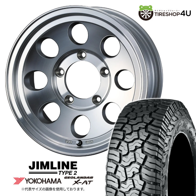 【取付対象】 JIMLINE TYPE2 16×8.0J 5/114.3 0 ポリッシュ YOKOHAMA GEOLANDAR X-AT G016 245/70R16 LT 106/103Q WL サマータイヤホイール 4本セット 16インチ ジムライン タイプ2 16x8j ヨコハマ ジオランダー アウトラインホワイトレター 【 デリカD5 RAV4 】|TIRE SHOP 4U 店