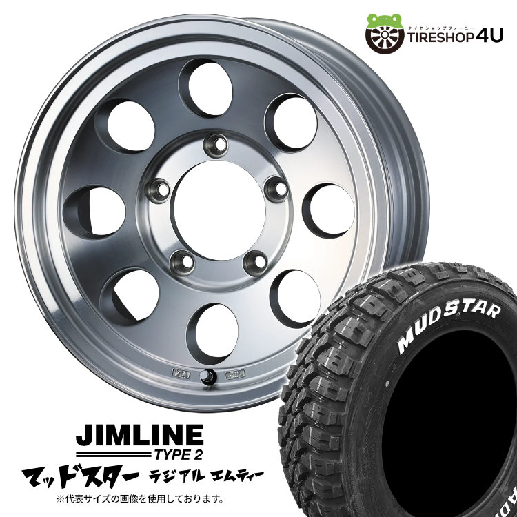 【取付対象】JIMLINE TYPE2 16×6.0J 5/139.7 -5 ポリッシュ MUDSTAR RADIAL M/T 225/70R16 103S WL サマータイヤホイール 4本セット 16インチ ジムライン タイプ2 6J マッドスター ラジアル MT ホワイトレター 【 ジムニーシエラ ノマド JB74W JC74W 】|TIRE SHOP 4U 店