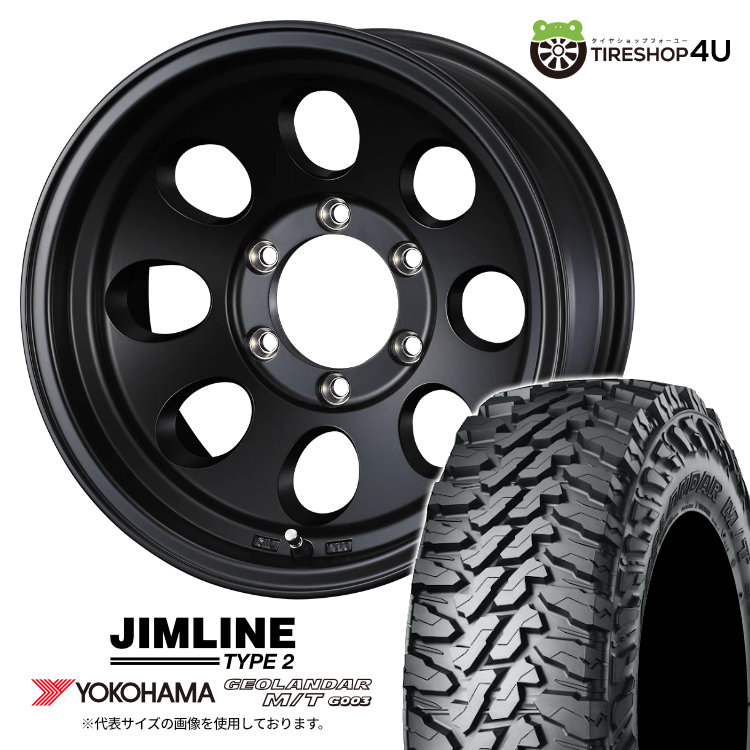【最大P15倍】【取付対象】 JIMLINE TYPE2 16×8.0J 6/139.7 0 マットブラック YOKOHAMA GEOLANDAR M/T G003 305/70R16 LT 124/121Q サマータイヤホイール 4本セット 16インチ ジムライン タイプ2 16x8j ヨコハマ ジオランダー 【 プラド ランクル 80などの旧車 】|TIRE SHOP 4U 店