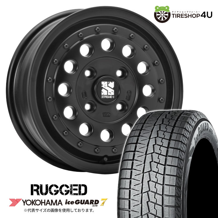【最大P15倍】【取付対象】MLJ RUGGED 14×5J 4/100 35/45 サテンブラック 選べるINSET YOKOHAMA ice GUARD7 iG70 165/65R14 79Qスタッドレスタイヤホイール 4本セット 14インチ 【デリカミニ ハスラー 軽自動車 軽トラック 軽バン カスタム車など】|TIRE SHOP 4U 店
