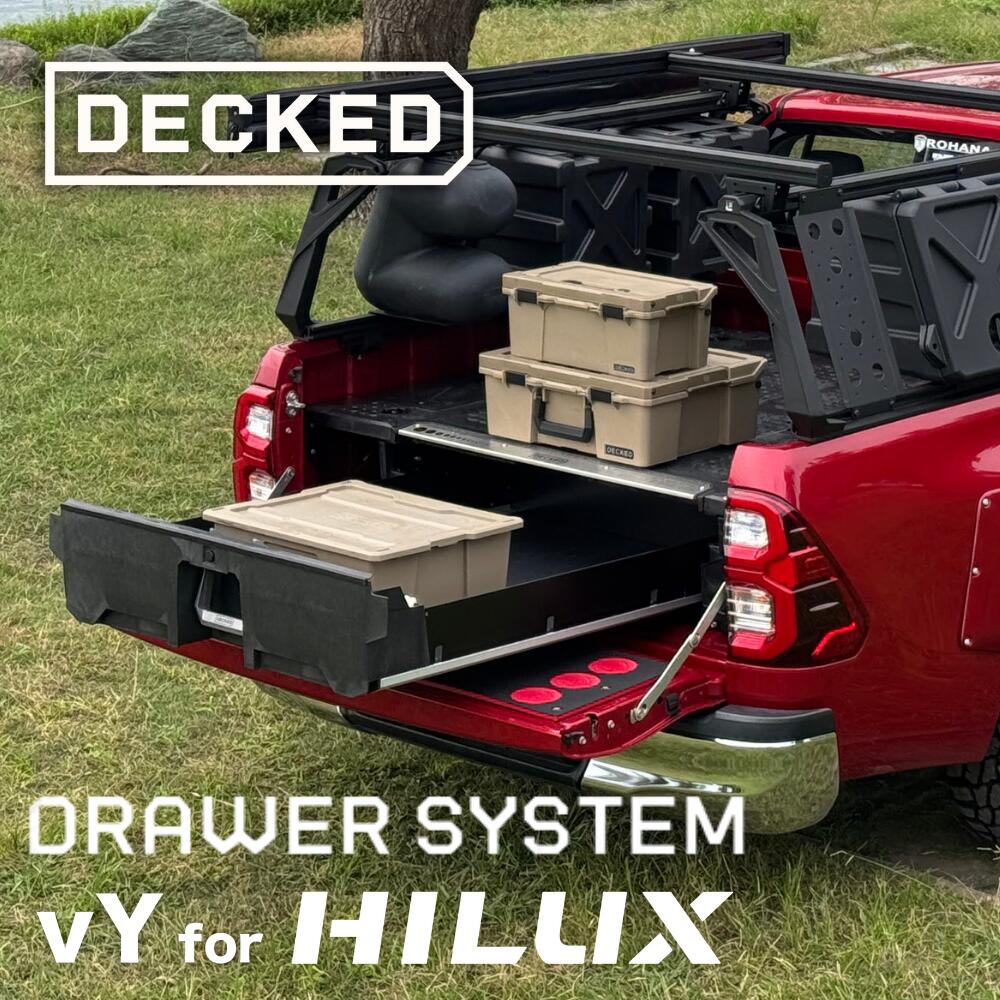 【最大P15倍】【正規品】DECKED DRAWER SYSTEM ドローワーシステム vYシリーズ Toyota HiLux Revo Double-Cab (2015-current) トヨタ ハイラックス GUN125用 カスタム 改造 荷台 収納 頑丈 工事現場 オフロード アウトドア キャンプ 現場車 測量車｜TIRE SHOP 4U 店