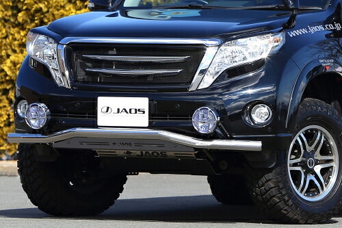 【最大P15倍】JAOS ジャオス フロントスキッドバー ポリッシュ/ブラック プラド 150系 B150066B|TIRE SHOP 4U 店