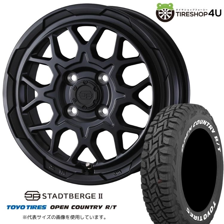 【最大P15倍】【取付対象】WEDS ADVENTURE STADTBERGE2 14&times;5.0J 4/100 +39 MBK セミマットブラックTOYO OPEN COUNTRY R/T 165/80R14 97/95N LT WL ホワイトレターサマータイヤホイール 4本セット 14インチ 【50系 160系 プロボックス サクシード ADバン】｜TIRE SHOP 4U 店