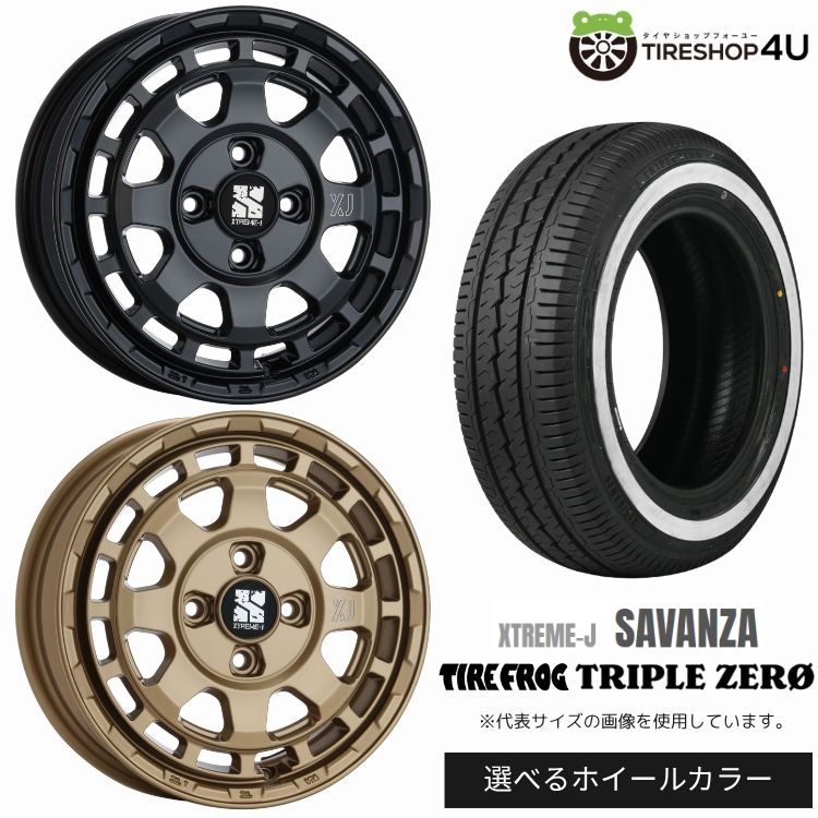 【最大P15倍】【取付対象】MLJ XTREME-J SAVANZA（サバンザ） 14&times;4.5J 4/100 +43 選べるカラー TIREFROG TRIPLE ZERO 165/80R14 88/86S WR ホワイトリボンサマータイヤホイール 4本セット 14インチ 【軽自動車 軽トラック 軽バン カスタム車 アゲトラなど】｜TIRE SHOP 4U 店