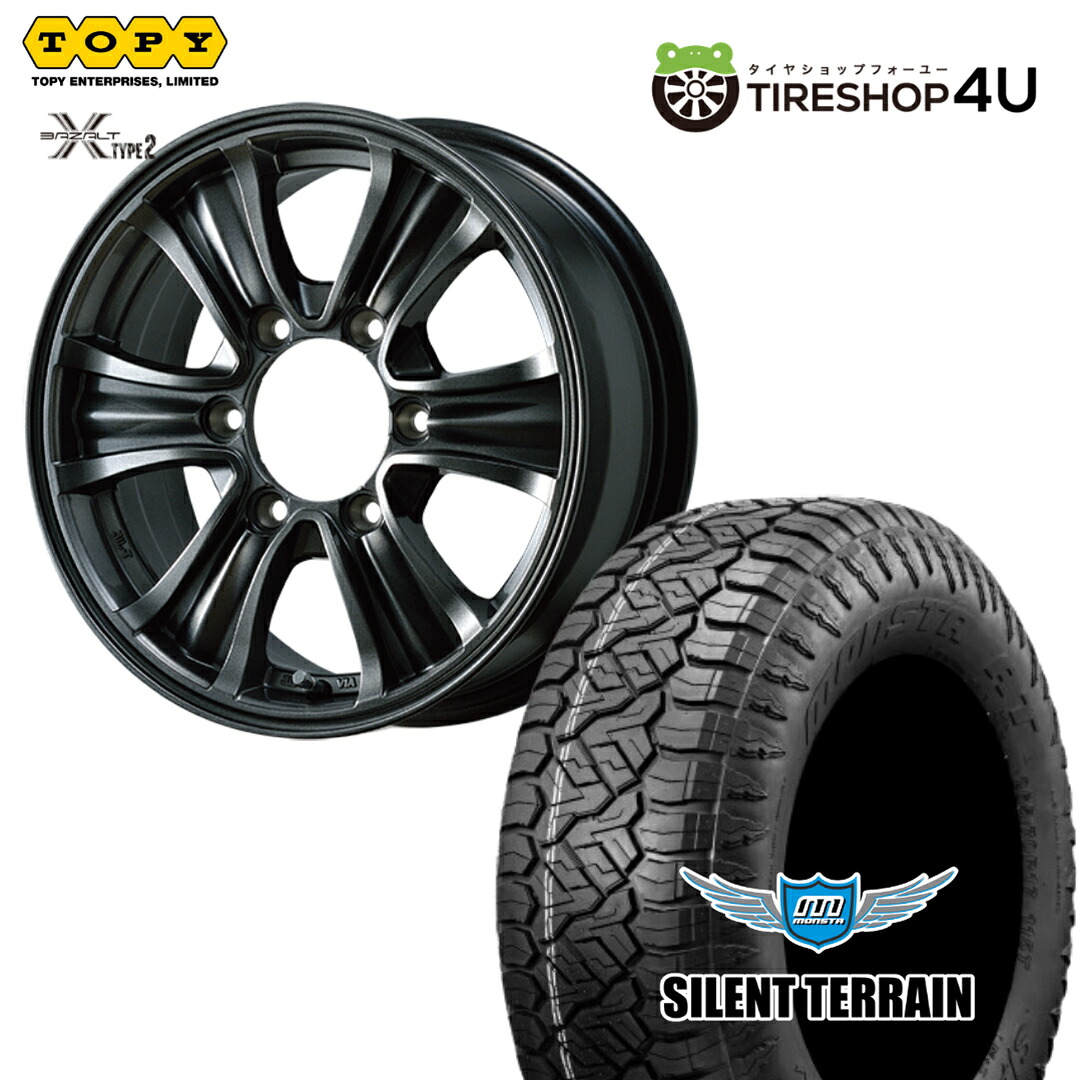 【最大P15倍】【取付対象】TOPY BAZALT-X TYPE2 17×7.5J 6/139.7 +40 GMG グロスマグMONSTA AT SILENT TERRAIN 285/70R17 116Tサマータイヤホイール 4本セット 17インチ 【ランドクルーザー 250系 ランクル250】|TIRE SHOP 4U 店
