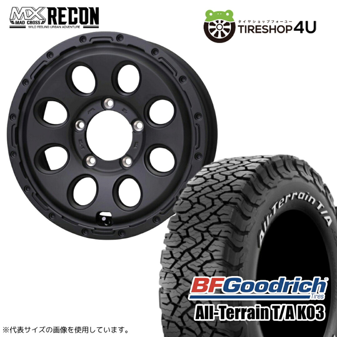 【最大P15倍】【取付対象】MAD CROSS RECON 15×6.0J 5/139.7 +0 マットブラックBFGoodrich All-Terrain T/A KO3 215/75R15 LT 100/97S WL ホワイトレターサマータイヤホイール 4本セット 15インチ 【ジムニーシエラ jimny ノマド】|TIRE SHOP 4U 店
