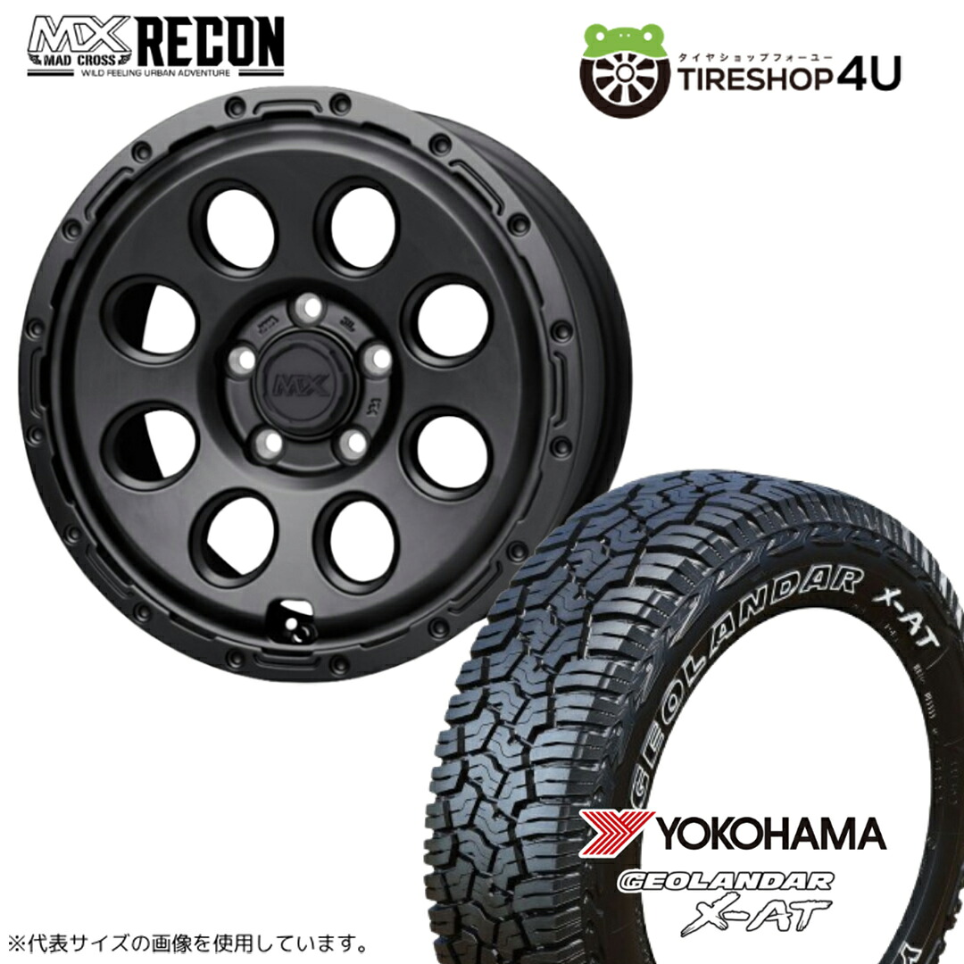 【最大P15倍】【取付対象】MAD CROSS RECON 16×7.0J 5/114.3 +35 マットブラックYOKOHAMA GEOLANDAR X-AT G016 235/70R16 104/101Q LT OWL ホワイトレターサマータイヤホイール 4本セット 16インチ 【デリカD5 DELICA D:5 など】|TIRE SHOP 4U 店