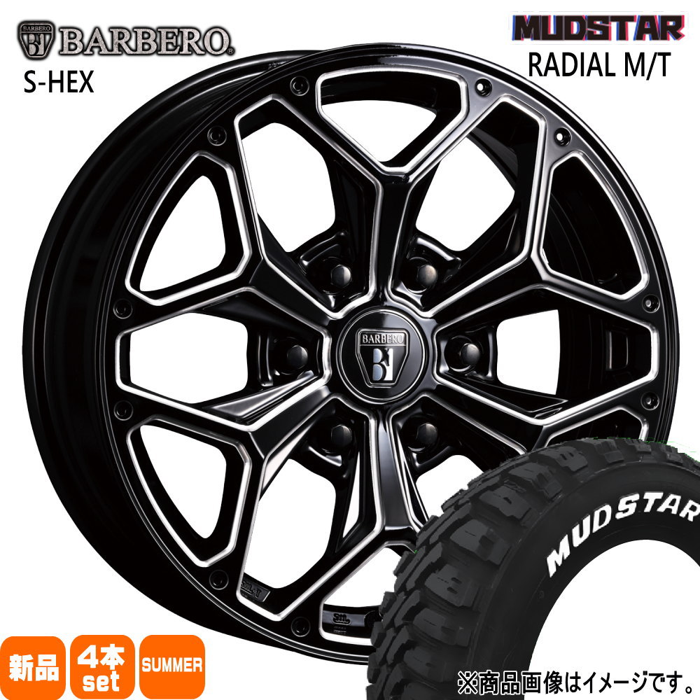 215/60R17 109/107R LT ラジアル MT RADIAL MT マッドスター MUDSTAR 新品 夏用 サマータイヤ ホイール 4本セット CRIMSON BARBERO S-HEX 17×6.5+38 6/139.7|タイヤショップ78