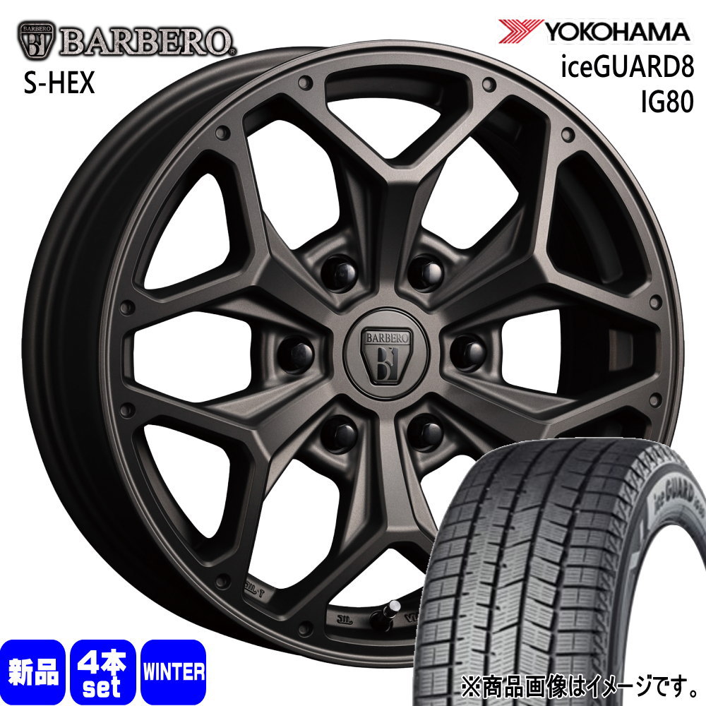 215/60R17 96Q アイスガード8 IG80 iceGUARD8 IG80 ヨコハマ YOKOHAMA 新品 冬用 スタッドレスタイヤ ホイール 4本セット CRIMSON BARBERO S-HEX 17×6.5+38 6/139.7|タイヤショップ78