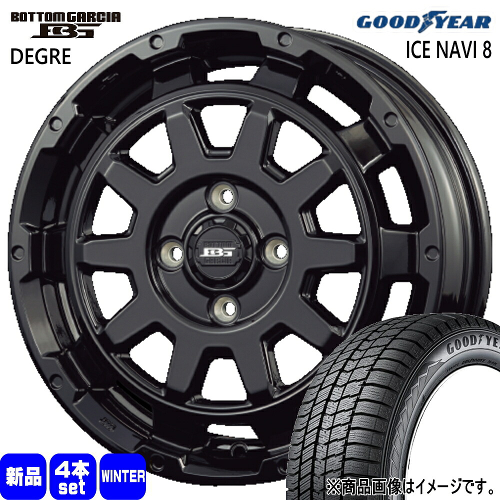 165/60R15 77Q アイスナビ8 ICE NAVI 8 グッドイヤー GOODYEAR 新品 冬用 スタッドレスタイヤ ホイール 4本セット KIT JAPAN BOTTOM GARCIA DEGRE 15×4.5+45 4/100 15インチ|タイヤショップ78