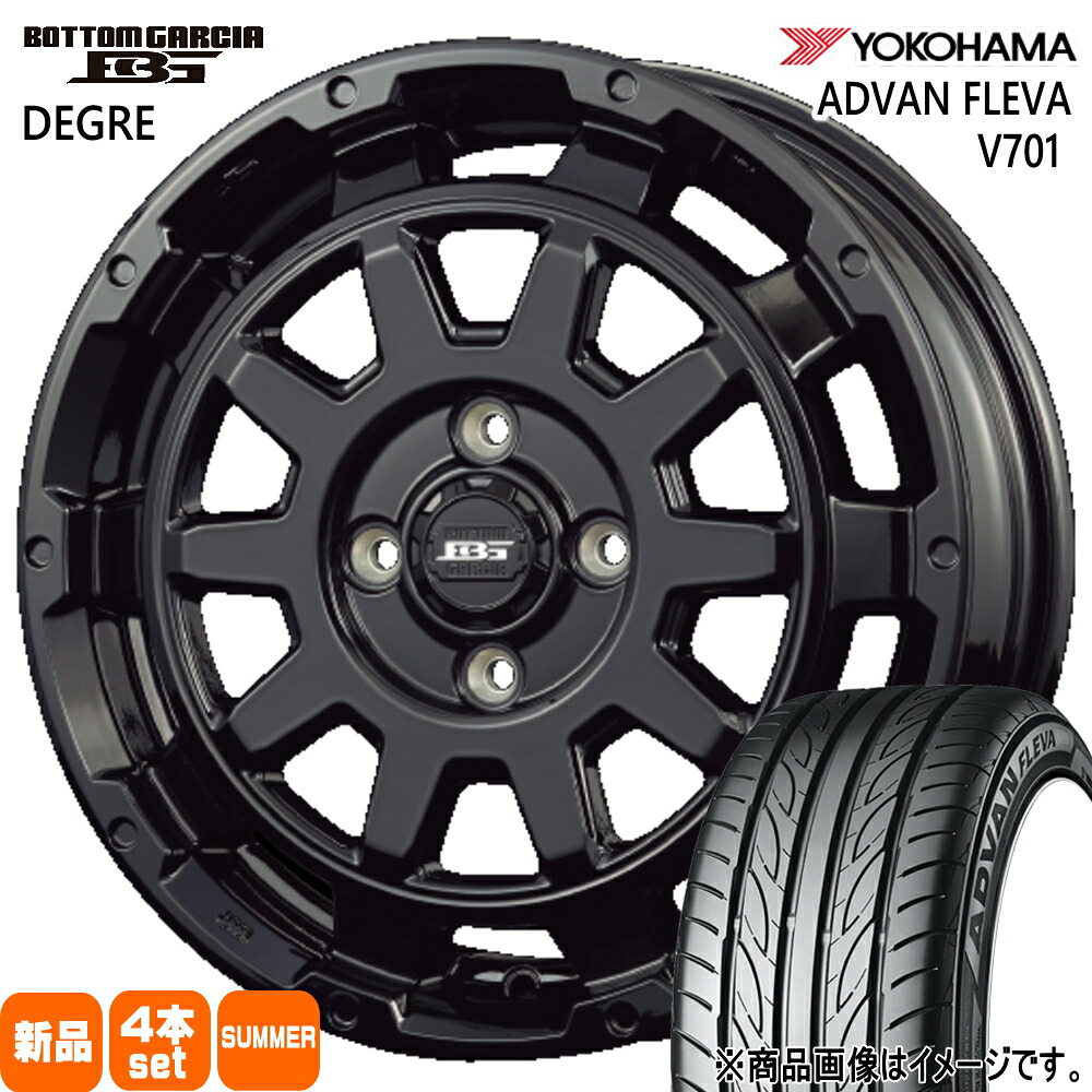 165/55R15 75V アドバン フレバ V701 ADVAN FLEVA V701 ヨコハマ YOKOHAMA 新品 夏用 サマータイヤ ホイール 4本セット KIT JAPAN BOTTOM GARCIA DEGRE 15&times;4.5+45 4/100 15インチ｜タイヤショップ78