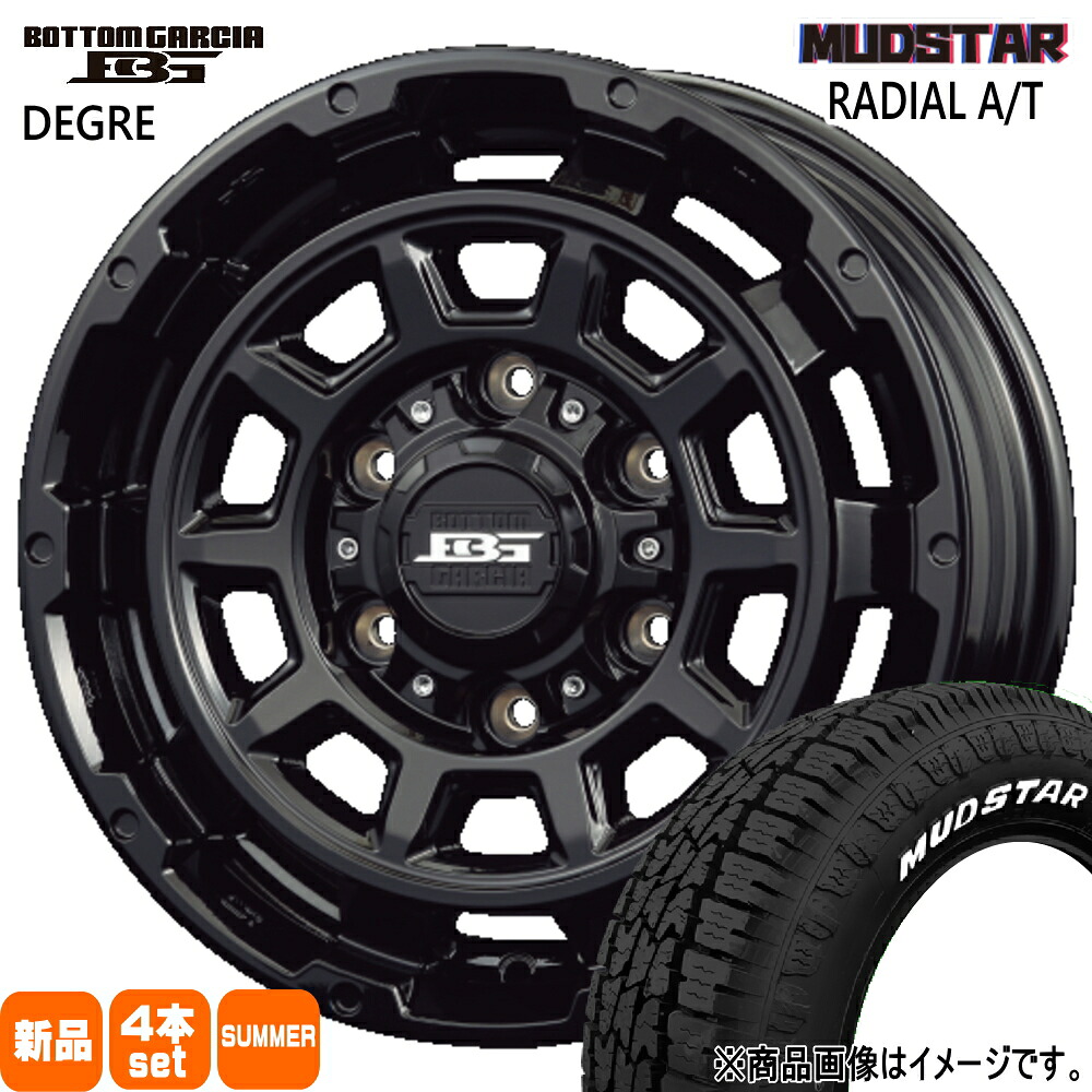 215/65R16 109/107L LT ラジアル AT RADIAL AT マッドスター MUDSTAR 新品 夏用 サマータイヤ ホイール 4本セット KIT JAPAN BOTTOM GARCIA DEGRE 16&times;6.5+38 6/139.7 16インチ｜タイヤショップ78