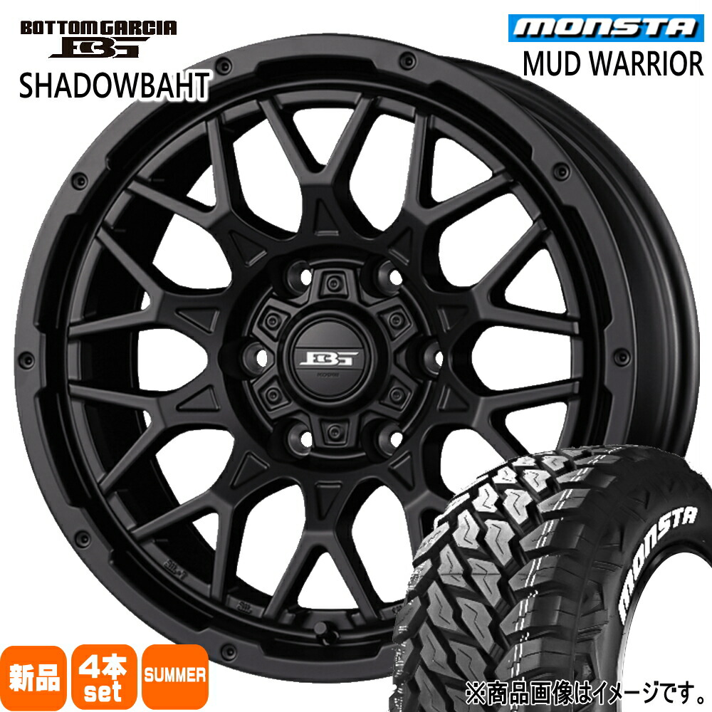 215/70R16 107/105Q LT マッドウォーリア MUD WARRIOR モンスタ MONSTA 新品 夏用 サマータイヤ ホイール 4本セット KIT JAPAN BOTTOM GARCIA SHADOWBAHT 16×6.5+38 6/139.7 16インチ|タイヤショップ78