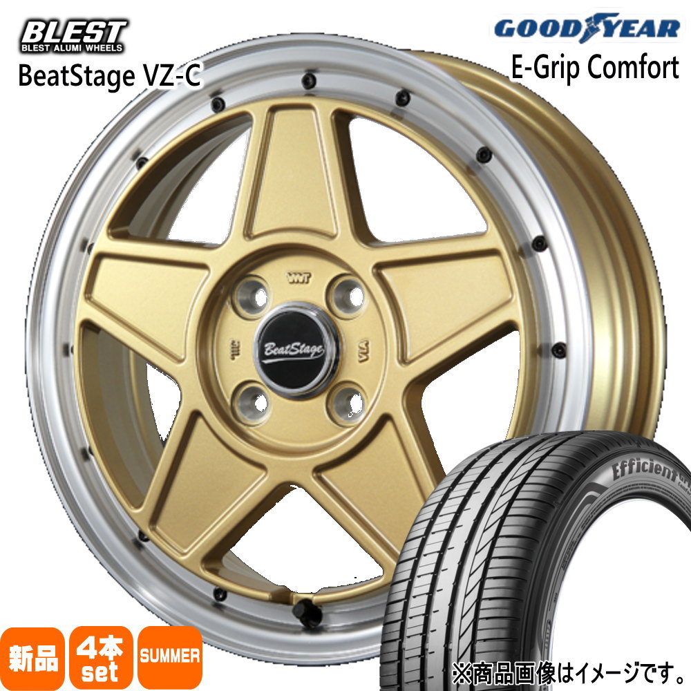 165/55R14 72V エフィシェントグリップ コンフォート EfficientGrip Comfort グッドイヤー GOODYEAR 新品 夏用 サマータイヤ ホイール 4本セット BLEST BeatStage VZ-C 14×4.5+45 4/100|タイヤショップ78