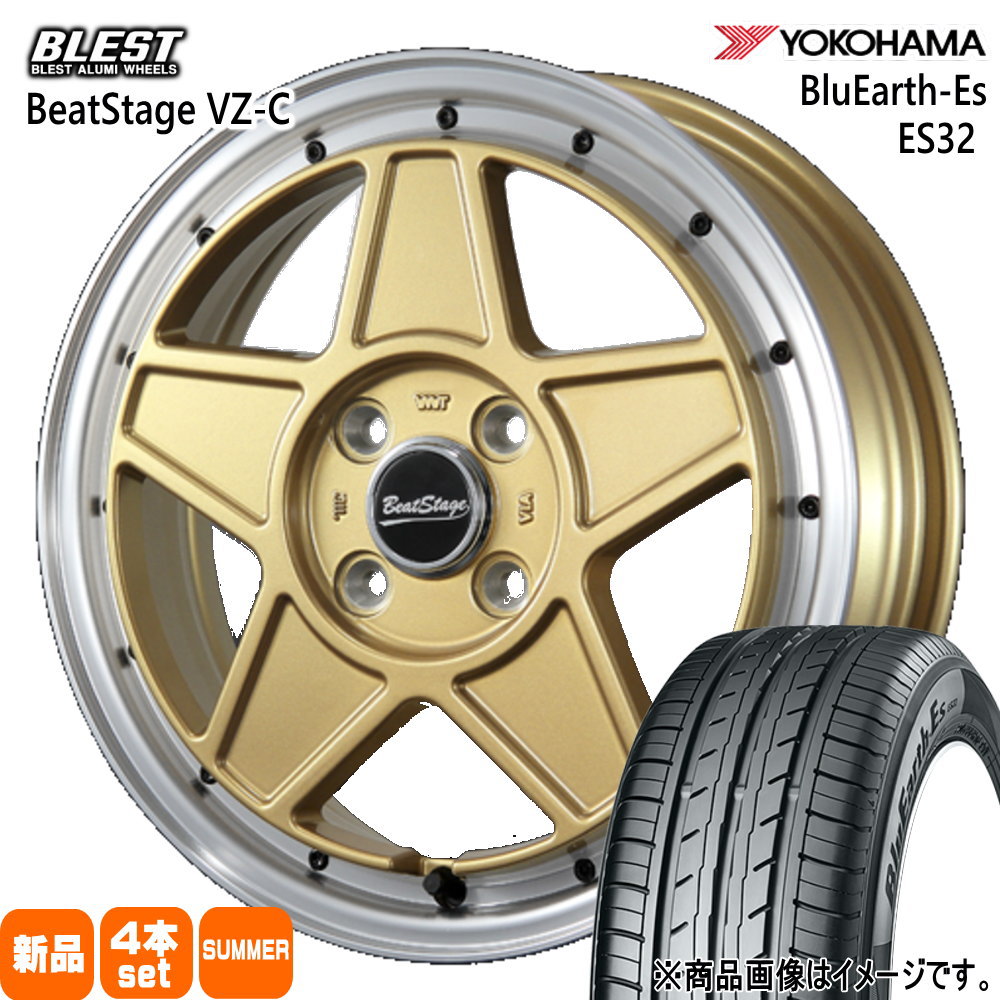 155/65R14 75S ブルーアース ES ES32 BluEarth-Es ES32 ヨコハマ YOKOHAMA 新品 夏用 サマータイヤ ホイール 4本セット BLEST BeatStage VZ-C 14&times;4.5+45 4/100｜タイヤショップ78