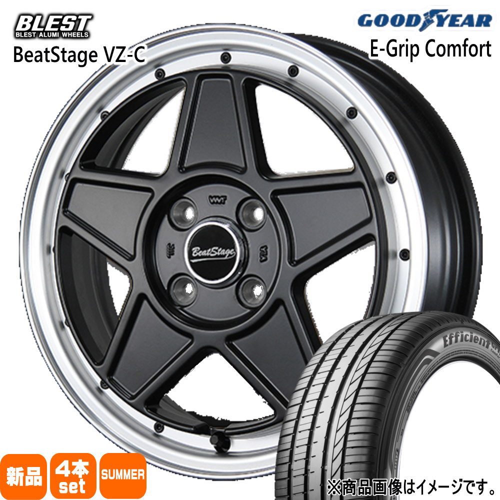 165/55R14 72V エフィシェントグリップ コンフォート EfficientGrip Comfort グッドイヤー GOODYEAR 新品 夏用 サマータイヤ ホイール 4本セット BLEST BeatStage VZ-C 14&times;4.5+45 4/100｜タイヤショップ78