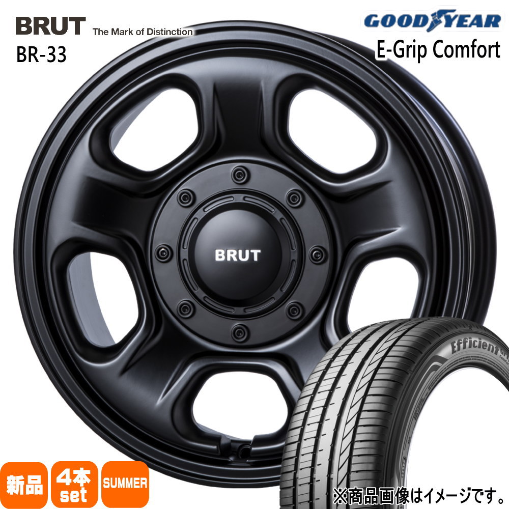155/55R14 69V エフィシェントグリップ コンフォート EfficientGrip Comfort グッドイヤー GOODYEAR 新品 夏用 サマータイヤ ホイール 4本セット TRISTAR BRUT BR-33 14&times;4.5+45 4/100｜タイヤショップ78