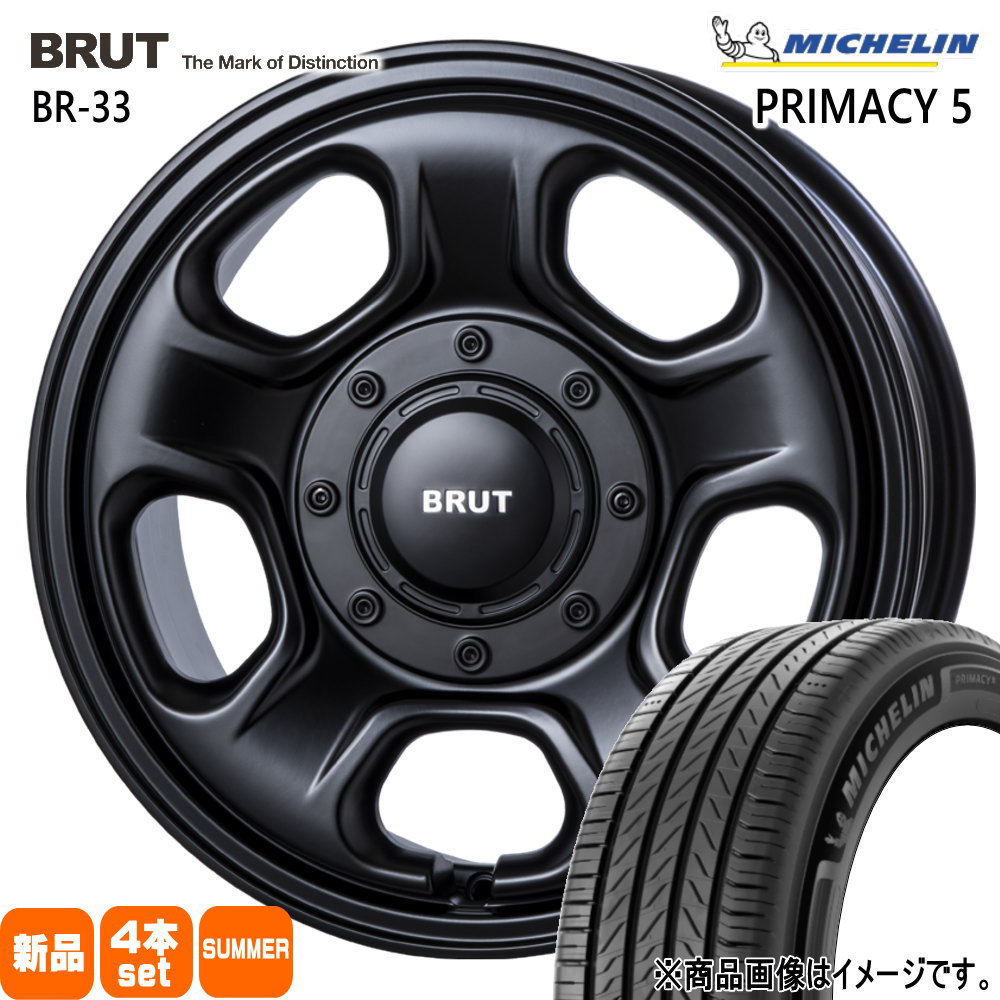 205/65R16 95W プライマシー5 RIMACY 5 ミシュラン MICHELIN 新品 夏用 サマータイヤ ホイール 4本セット TRISTAR BRUT BR-33 16&times;6.5+30 5/100｜タイヤショップ78