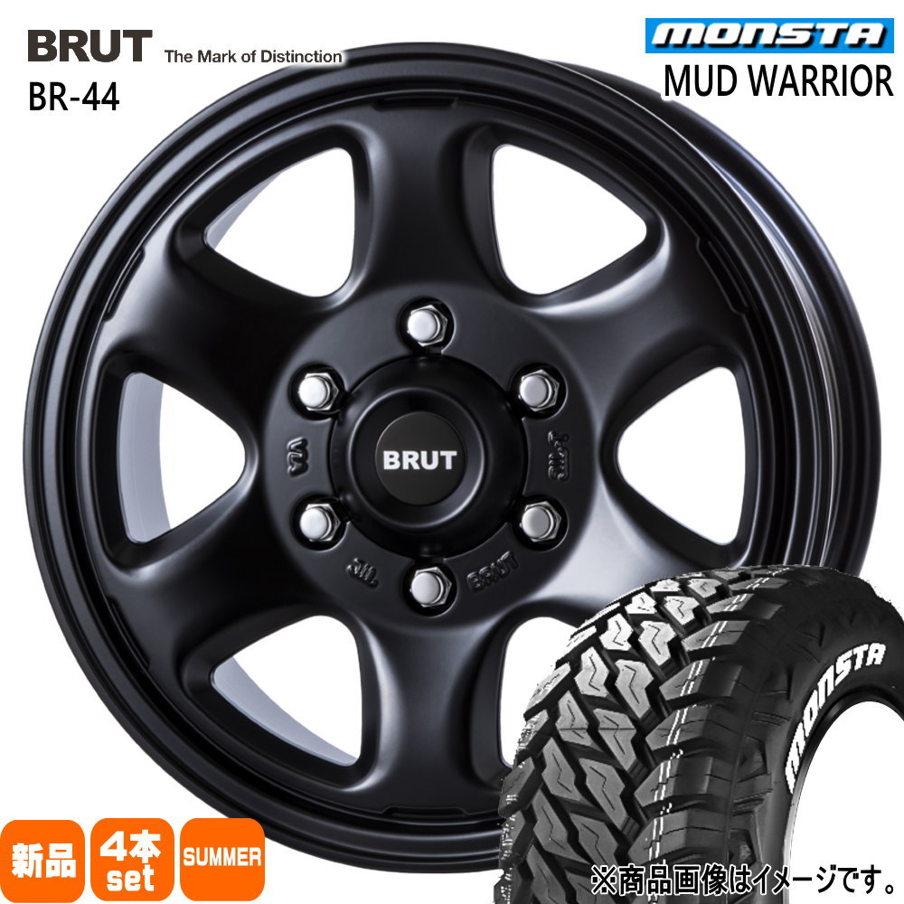 215/70R16 107/105Q LT マッドウォーリア MUD WARRIOR モンスタ MONSTA 新品 夏用 サマータイヤ ホイール 4本セット TRISTAR BRUT BR-44 16&times;6.5+48 6/139.7｜タイヤショップ78