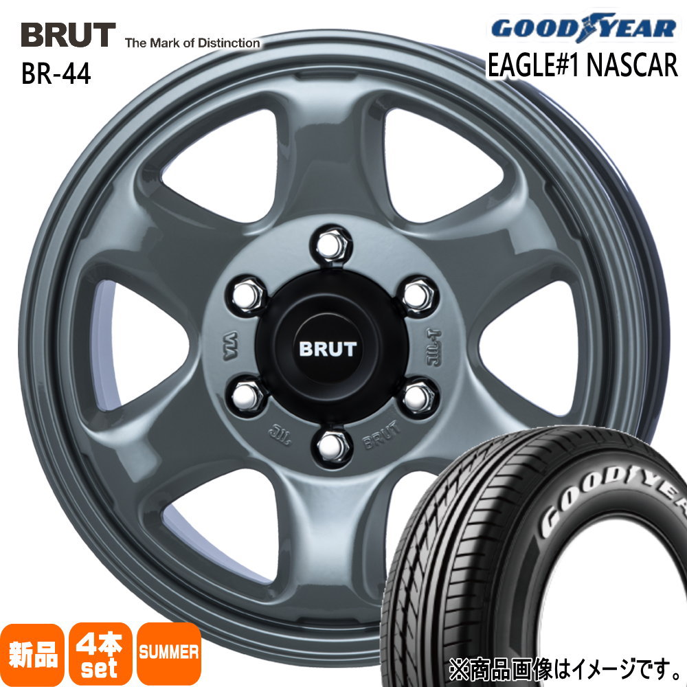215/65R16 109/107R LT イーグルワン ナスカー プラス EAGLE#1 NASCAR PLUS グッドイヤー GOODYEAR 新品 夏用 サマータイヤ ホイール 4本セット TRISTAR BRUT BR-44 16&times;6.5+38 6/139.7｜タイヤショップ78
