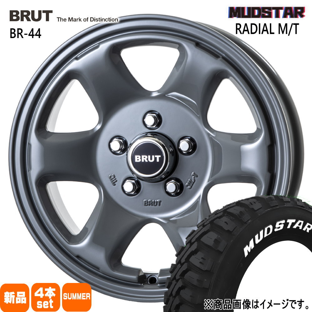 225/70R16 103S ラジアル MT RADIAL MT マッドスター MUDSTAR 新品 夏用 サマータイヤ ホイール 4本セット TRISTAR BRUT BR-44 16&times;6.5+30 5/114.3｜タイヤショップ78