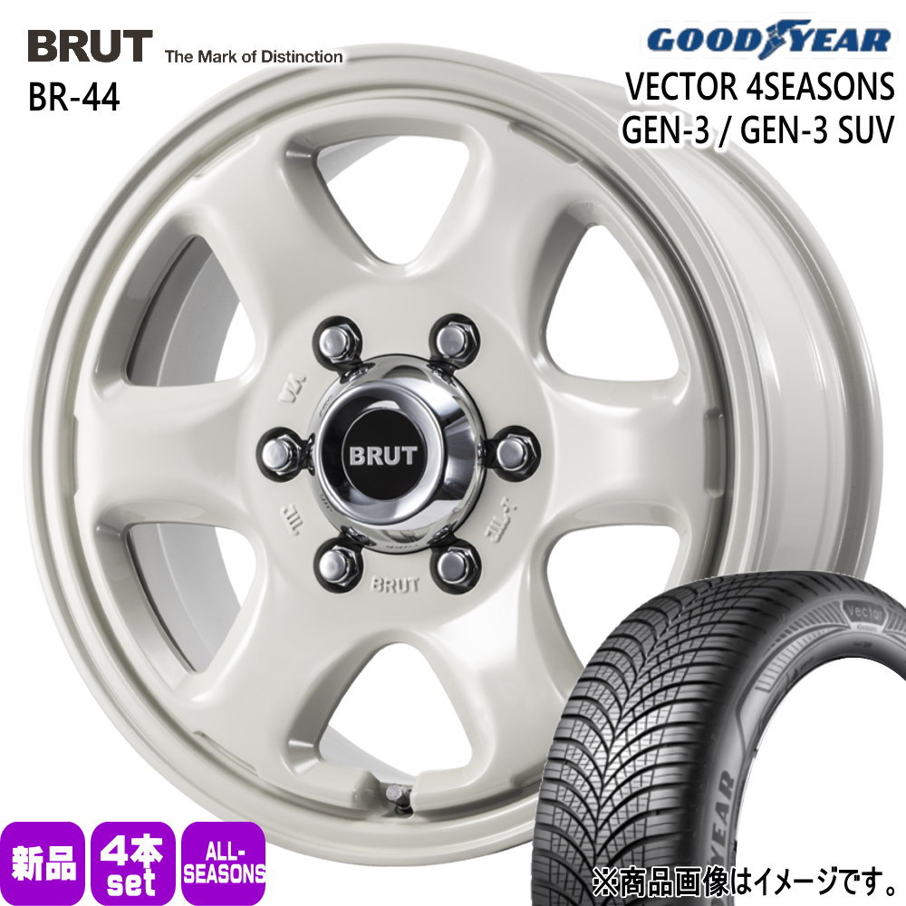 215/65R16 102V XL ベクター 4シーズン GEN3 VECTOR 4SEASONS GEN-3 グッドイヤー GOODYEAR 新品 夏冬兼用 オールシーズンタイヤ ホイール 4本セット TRISTAR BRUT BR-44 16×6.5+48 6/139.7|タイヤショップ78