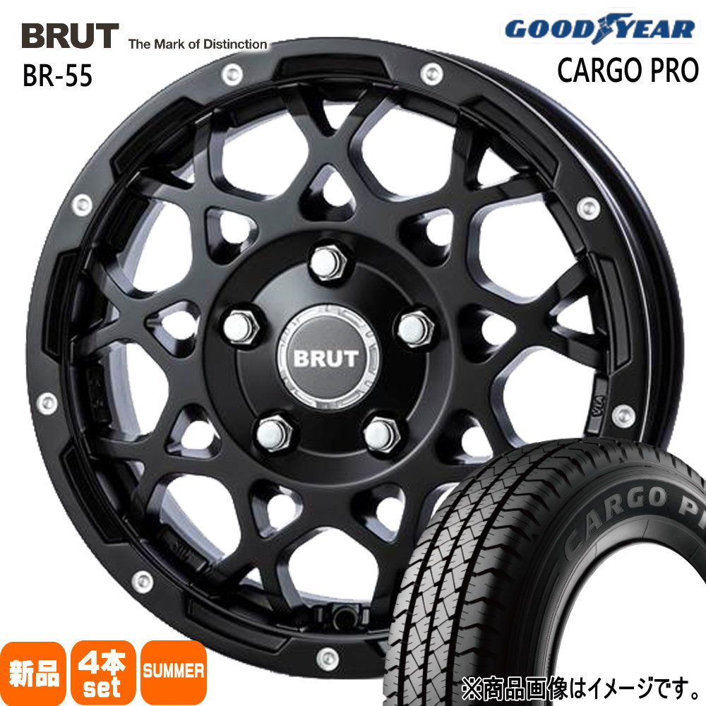 175/80R14 99/98N LT カーゴプロ CARGO PRO グッドイヤー GOODYEAR 新品 夏用 サマータイヤ ホイール 4本セット TRISTAR BRUT BR-55 14&times;5.0+48 5/114.3｜タイヤショップ78