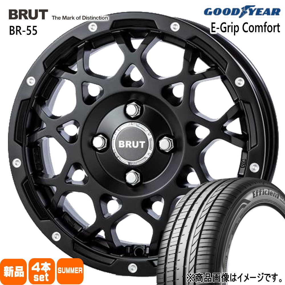 165/55R14 72V エフィシェントグリップ コンフォート EfficientGrip Comfort グッドイヤー GOODYEAR 新品 夏用 サマータイヤ ホイール 4本セット TRISTAR BRUT BR-55 14×5.0+45 4/100|タイヤショップ78