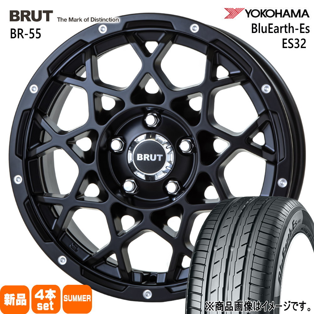 225/55R18 98V ブルーアース ES ES32 BluEarth-Es ES32 ヨコハマ YOKOHAMA 新品 夏用 サマータイヤ ホイール 4本セット TRISTAR BRUT BR-55 18×8.0+40 5/114.3|タイヤショップ78