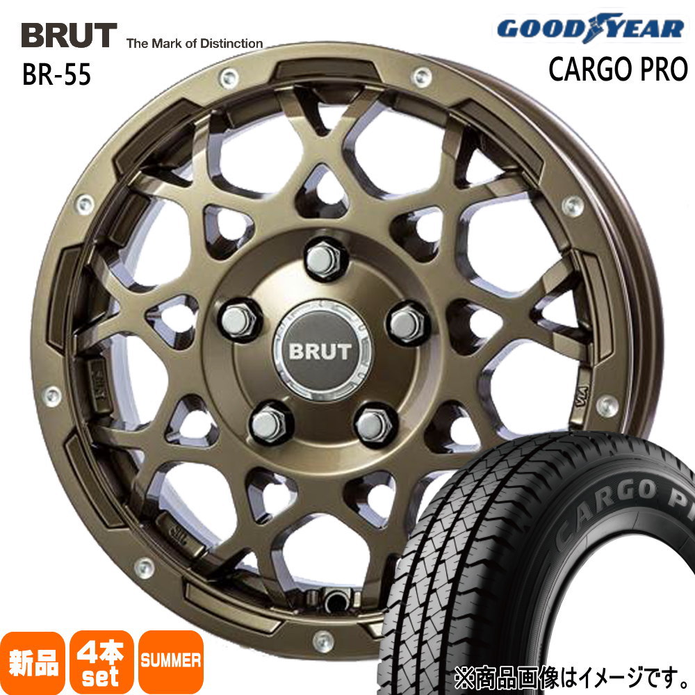 175/80R14 99/98N LT カーゴプロ CARGO PRO グッドイヤー GOODYEAR 新品 夏用 サマータイヤ ホイール 4本セット TRISTAR BRUT BR-55 14&times;5.0+48 5/114.3｜タイヤショップ78 84,882円