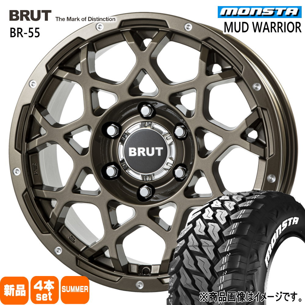 265/60R18 119/116Q マッドウォーリア MUD WARRIOR モンスタ MONSTA 新品 夏用 サマータイヤ ホイール 4本セット TRISTAR BRUT BR-55 18&times;8.0+20 6/139.7｜タイヤショップ78