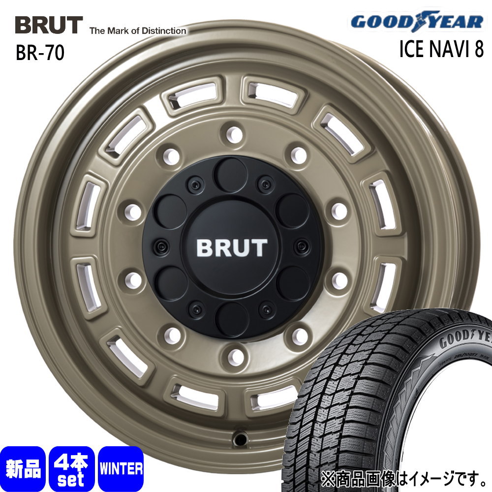 215/65R16 98Q アイスナビ8 ICE NAVI 8 グッドイヤー GOODYEAR 新品 冬用 スタッドレスタイヤ ホイール 4本セット TRISTAR BRUT BR-70 16×6.5+38 6/139.7|タイヤショップ78