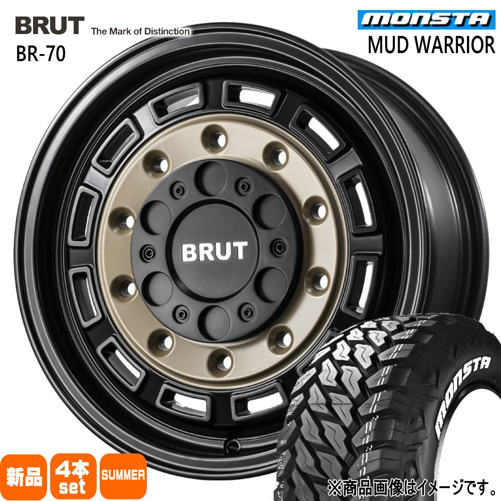 215/70R16 107/105Q LT マッドウォーリア MUD WARRIOR モンスタ MONSTA 新品 夏用 サマータイヤ ホイール 4本セット TRISTAR BRUT BR-70 16×6.5+38 6/139.7|タイヤショップ78