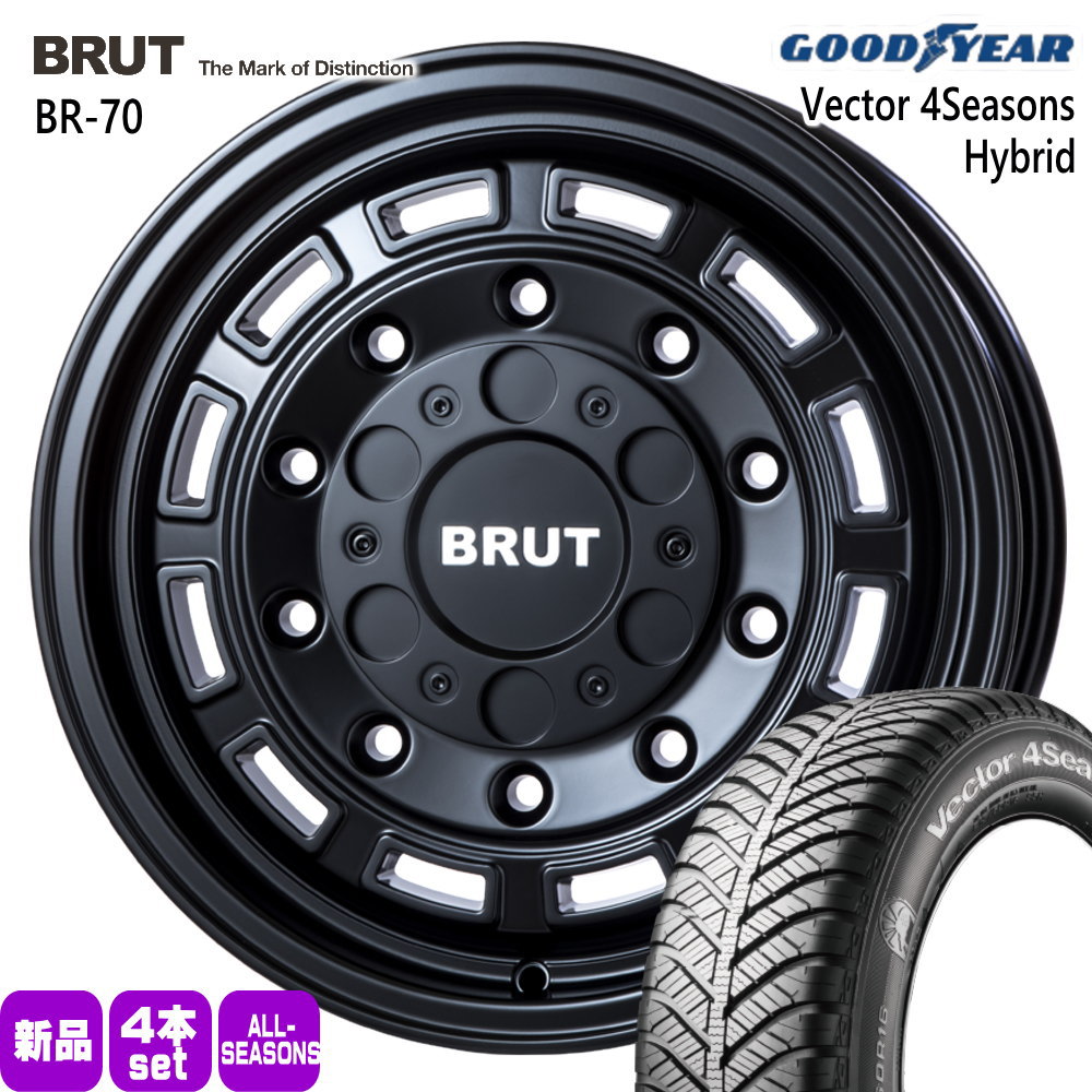 225/55R17 101H XL ベクター 4シーズン ハイブリッド Vector 4Seasons Hybrid グッドイヤー GOODYEAR 新品 夏冬兼用 オールシーズンタイヤ ホイール 4本セット TRISTAR BRUT BR-70 17×7.5+48 5/100|タイヤショップ78