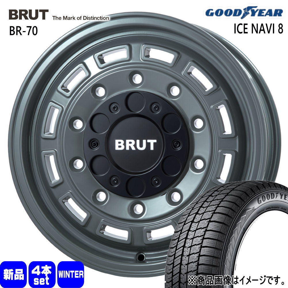 215/65R16 98Q アイスナビ8 ICE NAVI 8 グッドイヤー GOODYEAR 新品 冬用 スタッドレスタイヤ ホイール 4本セット TRISTAR BRUT BR-70 16&times;6.5+38 6/139.7｜タイヤショップ78 106,755円