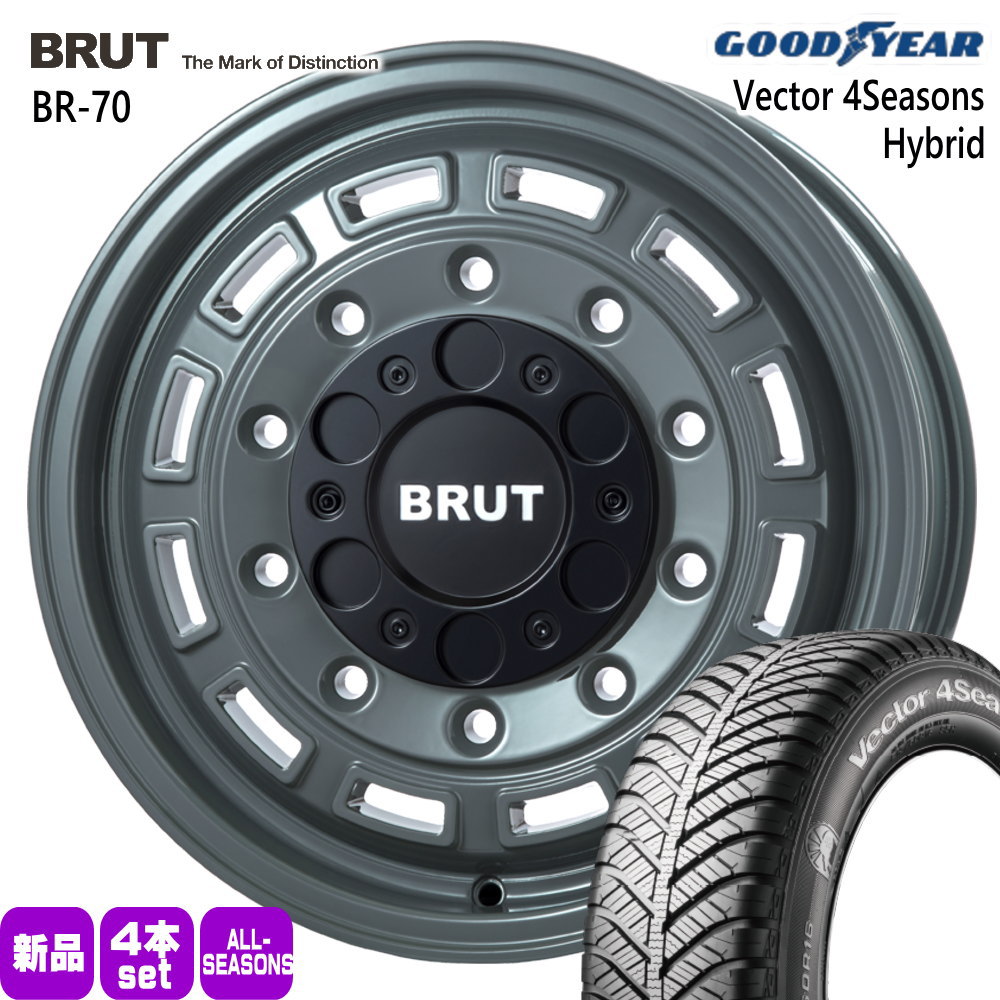 215/65R16 98H ベクター 4シーズン ハイブリッド Vector 4Seasons Hybrid グッドイヤー GOODYEAR 新品 夏冬兼用 オールシーズンタイヤ ホイール 4本セット TRISTAR BRUT BR-70 16&times;6.5+38 6/139.7｜タイヤショップ78 111,100円